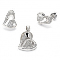 Coração brincos e jóias pingente Set 925 Sterling Silver Micro Set